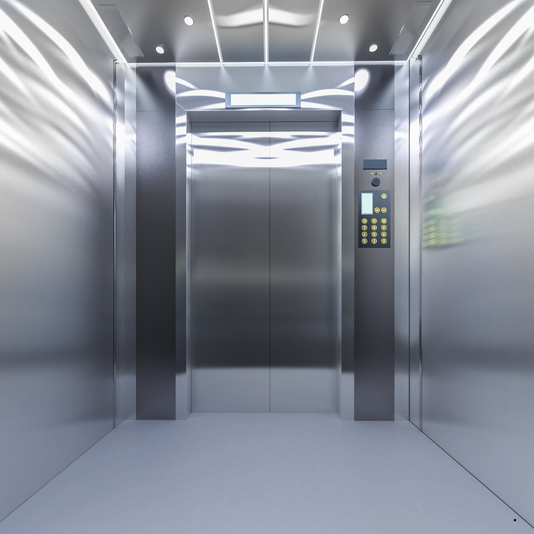 blue and white modern elevator services instagram post